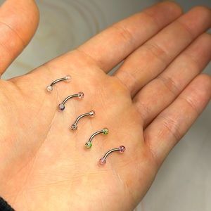 5 Pcs 16G Curved Barbell Eyebrow Rings Earring Hoop Body Piercing